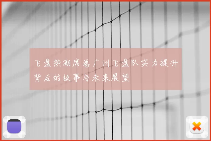飞盘热潮席卷广州飞盘队实力提升背后的故事与未来展望